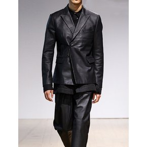 BLACK CRACKED DOUBLE BREASTED BLAZER