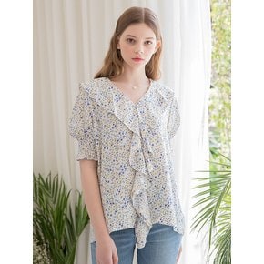 Flower Frill Smoke Blouse Ivory