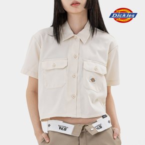 [공식] 디키즈 우먼스 크롭 워크셔츠 Whitecap Gray