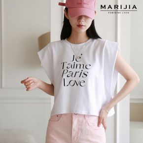 레터링 라운드 캡 소매 티셔츠 MTEA21082_P365517363