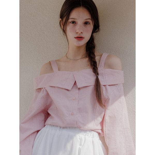 카라오프숄블라우스 핑크AD467