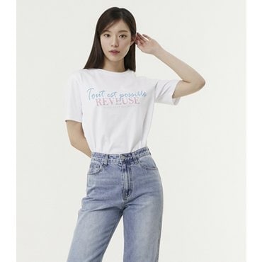 플라스틱아일랜드 [BEIGE]실켓터링 레터링 티셔츠 (PR7CH302)