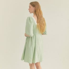 Colourway Square Neck Puff Dress (Mint)