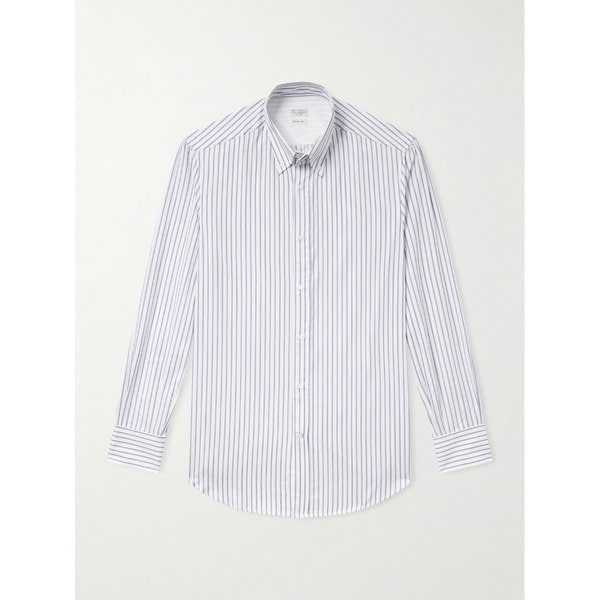 브루넬로쿠치넬리 스트라이프 코튼 포플린 버튼다운 칼라 셔츠 46376663163000354