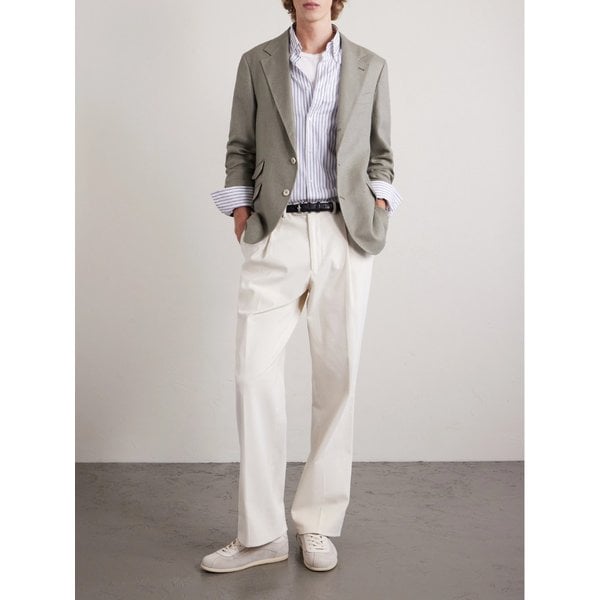 브루넬로쿠치넬리 스트라이프 코튼 포플린 버튼다운 칼라 셔츠 46376663163000354