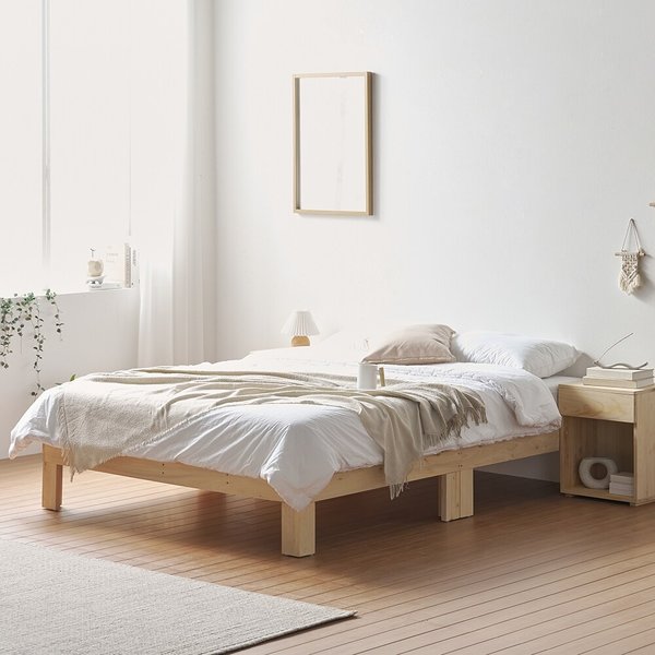 편백나무 통원목 평상형 침대프레임 퀸 Q