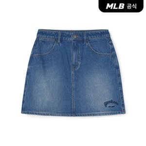 MLB [코리아공식] 여성 바시티 컬시브 자수 데님스커트 NY (Indigo)