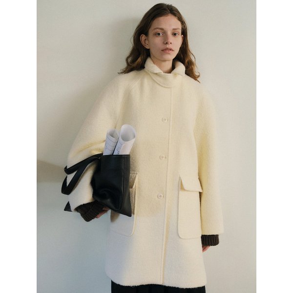 Alpaca Verde Boucle Half Coat (Ivory)