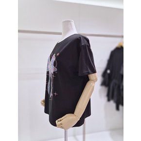 리본 글리터 큐빅 포인트 반팔 티셔츠 SH06TS609