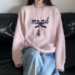 모브아 리본 디테일 프린팅 니트_P375232225