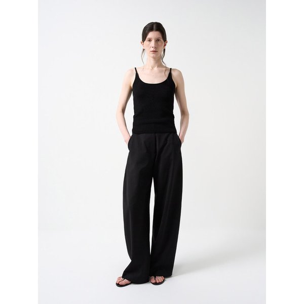 슬리브리스 니트 탑-블랙