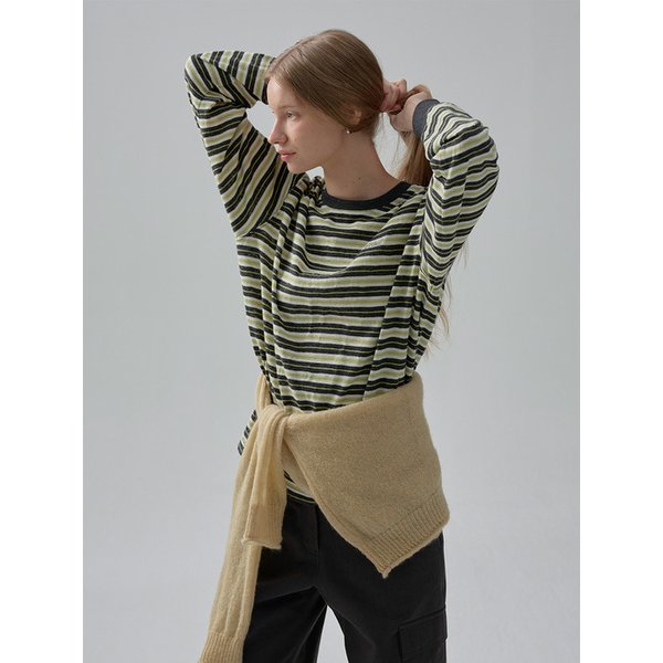 MULTI STRIPE ROUND T-SHIRT (apple green)