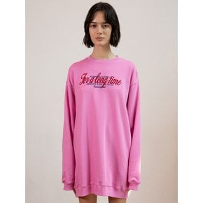 WOMEN SLOGAN LOOSE-FIT DRESS_PINK