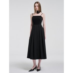 Slip Texture Blend Pleats Dress, Black