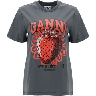 가니 24 GREY RELAXED STRAWBERRY T-SHIRT T3769 490 그레이 릴렉스 스트로베리 반팔 티셔츠