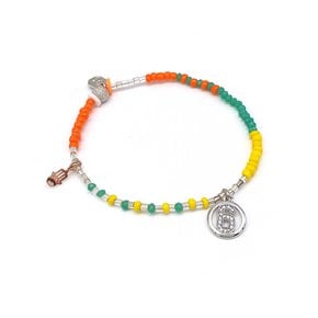 JOY bead bangle _ GREEN+ORANGE