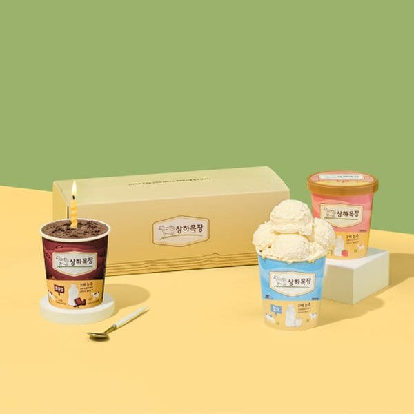 상하목장 아이스크림 파인트 474ml 3종 (밀크+딸기+초코) 선물세트