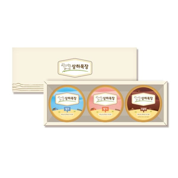 상하목장 아이스크림 파인트 474ml 3종 (밀크+딸기+초코) 선물세트