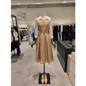 [파주점] 셔츠 배색 칠부 플레어 원피스 JR9A0OP522