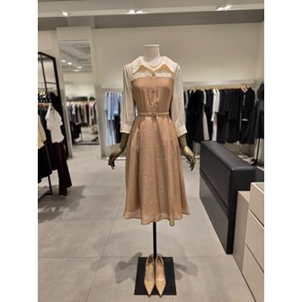 지고트 [파주점] 셔츠 배색 칠부 플레어 원피스 JR9A0OP522