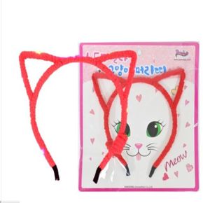 LED 칼라 고양이 머리띠 1개 건전지 포함 레드 그린 블루 프리사이즈