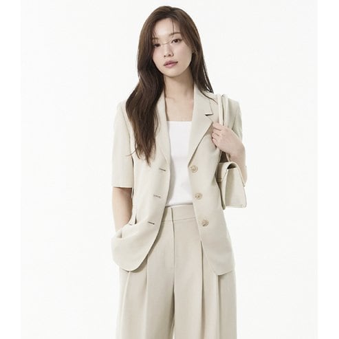 플라스틱아일랜드 노치드카라 싱글 하프 자켓 PR2WJ481