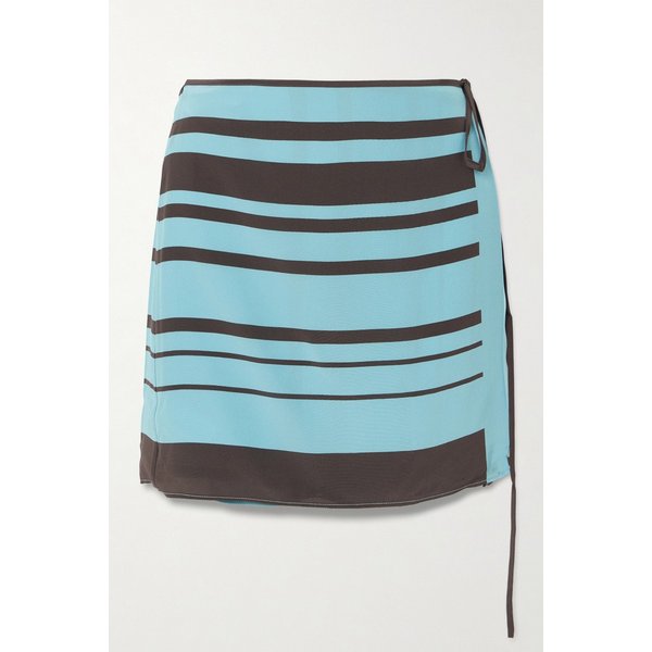 리오하 스트라이프 실크 크레이프 미니 랩 스커트 46376663162983100