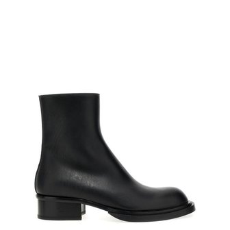 알렉산더맥퀸 알렉산더 맥퀸 쿠반 스택 가죽 앵클 부츠 750383WIDY01000 BLACK DOM
