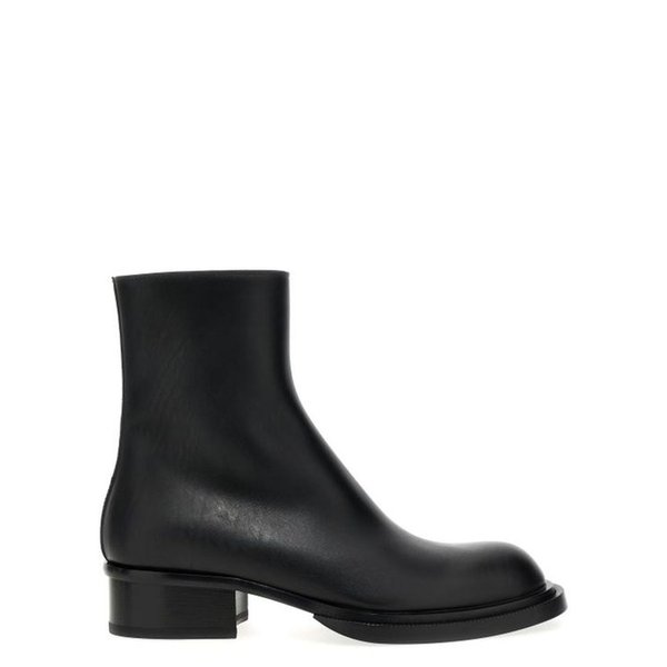 알렉산더 맥퀸 쿠반 스택 가죽 앵클 부츠 750383WIDY01000 BLACK DOM