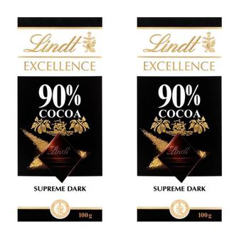  [해외직구] Lindt 린트 엑셀런스 90% 다크 슈프림 초콜릿 바 100g 2팩