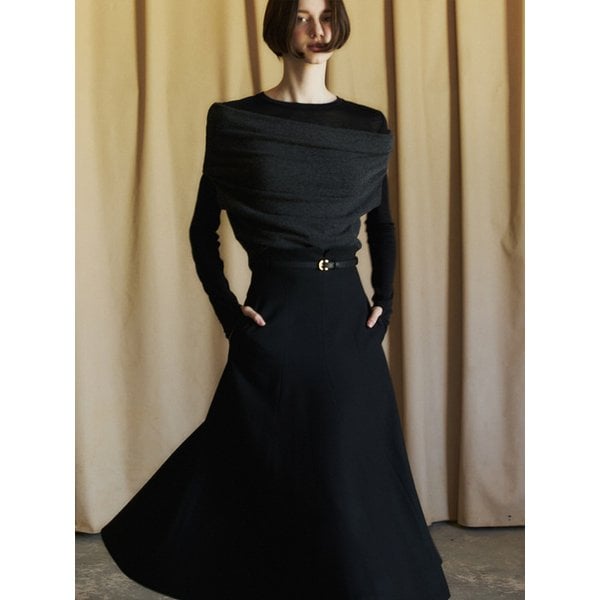 Wool Suiting Flare Skirt_Black