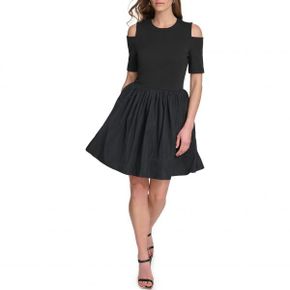 4605506 DKNY Mixed Media Poplin Fit  Flare Dress