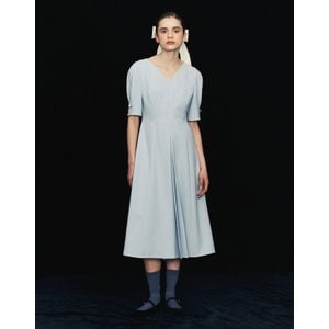 질스튜어트뉴욕 [23SS] [LF몰 단독] Blue V-neck Volume Sleeve Dress JSDR3B901B1