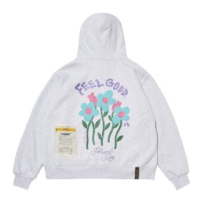 FLOWER OVERSIZED HOODIE WHITE MELANGE