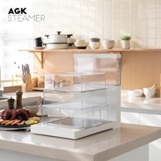 AGK 스마트 요리 스팀분사 접이식 스티머 3단찜기 18.8L (레시피북 증정) AKST-N6000W