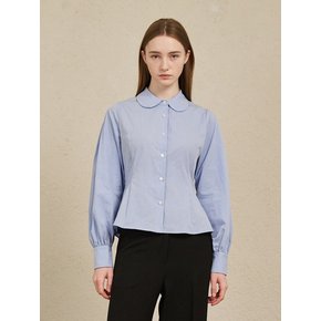 Round Collar Cotton Shirts - Sky Blue