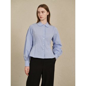 Round Collar Cotton Shirts - Sky Blue