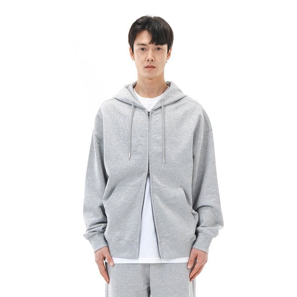 오버핏 무지 투웨이 후드집업 (멜란지)