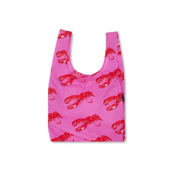 [바쿠백] 휴대용 장바구니 접이식 시장가방 Pink Lobster