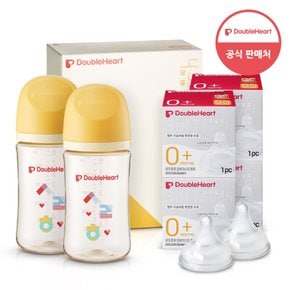 모유실감 3세대 PPSU 젖병 트윈팩 240ml 한글사랑해 +3세대 젖꼭지1입x4개 (SS)