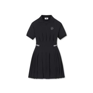 왁 Women Rib Collar Jersey SS Dress_WWTCM24300BKX