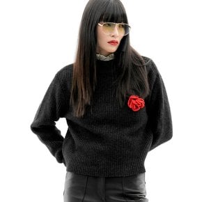 High-Neck Angora-Wool Cropped Sweater[Black(UNISEX)]_UTW-FC22