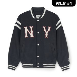 MLB [코리아공식] 울 어깨배색 쿠퍼스 바시티자켓 NY (Charcoal Grey)