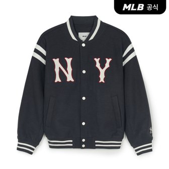 MLB [엠엘비코리아공식] 울 어깨배색 쿠퍼스 바시티자켓 NY (Charcoal Grey)