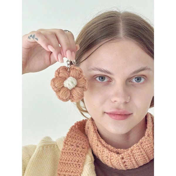 No.189 / Daisy 100% Organic Wool Griptok _ Pink (꽃 크로쉐 그립톡)