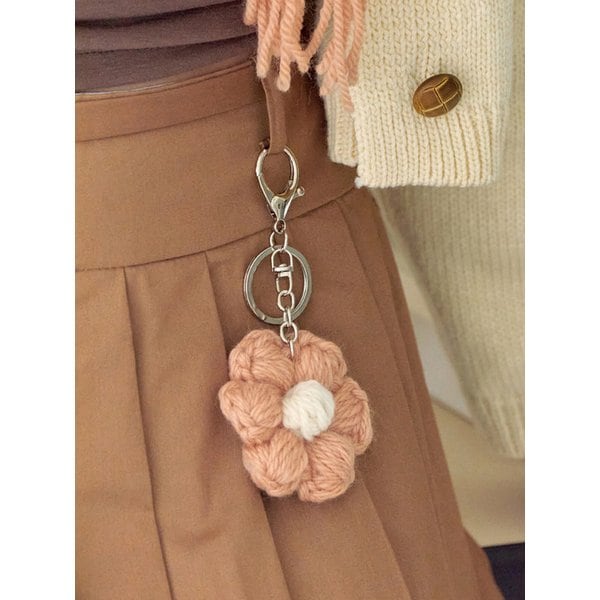 No.189 / Daisy 100% Organic Wool Griptok _ Pink (꽃 크로쉐 그립톡)