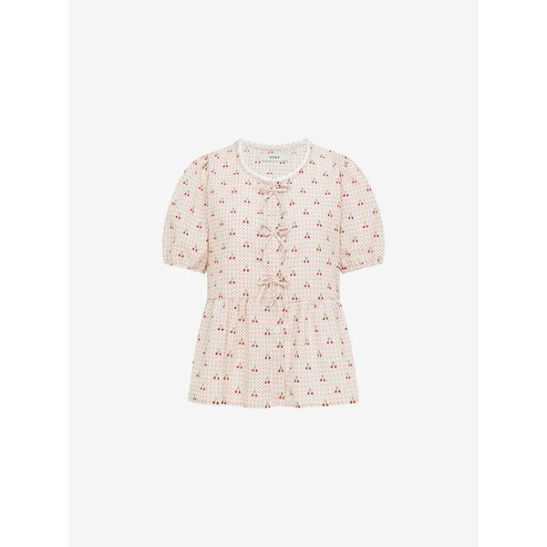 체리 리본 체크 블라우스 (TKBAF2499)