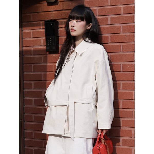 SIOT4184 벨티드 하프 트렌치 자켓_Cream