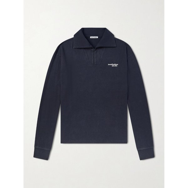 로고 자수 코튼 하프 집업 스웨터 46376663162969990