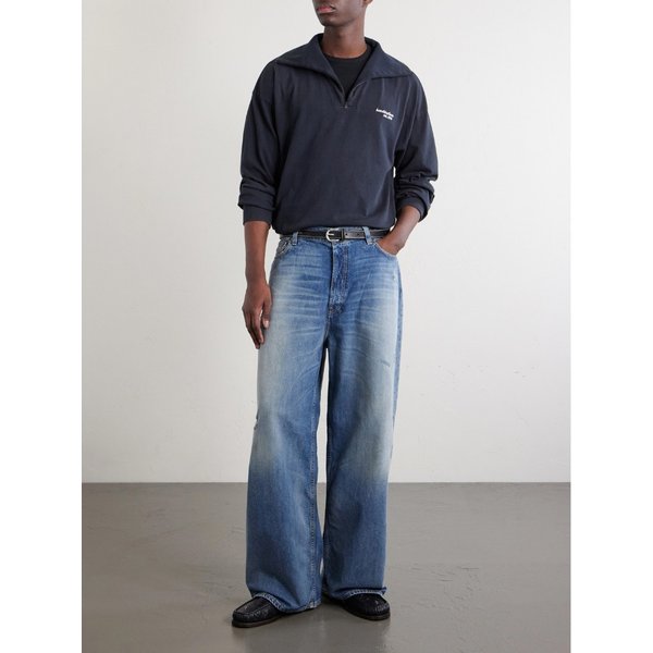 로고 자수 코튼 하프 집업 스웨터 46376663162969990